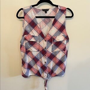 Rock & Republic Multicolor Plaid Button-Up Tank